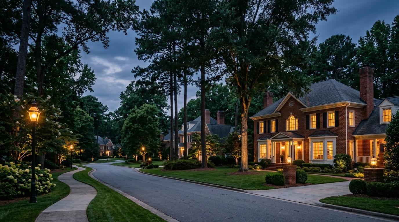 Raleigh, NC — Raleigh — the 'City of Oaks' with mature canopy at twilight.